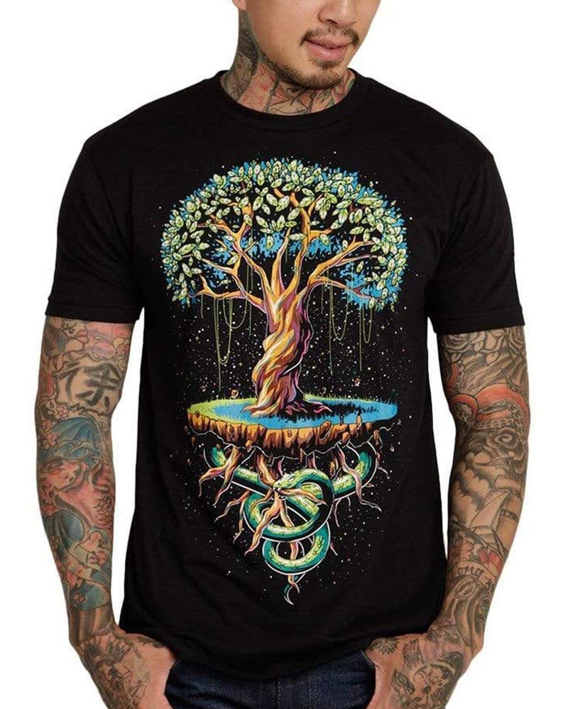 INTO THE AM Nine Worlds T-Shirt - Cool Space Design Tees for Men (Black, X-Large) - Image 1